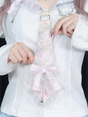 NEW ACDC RAG -Swaying Heart Pastel Girl Lace Neck Tie